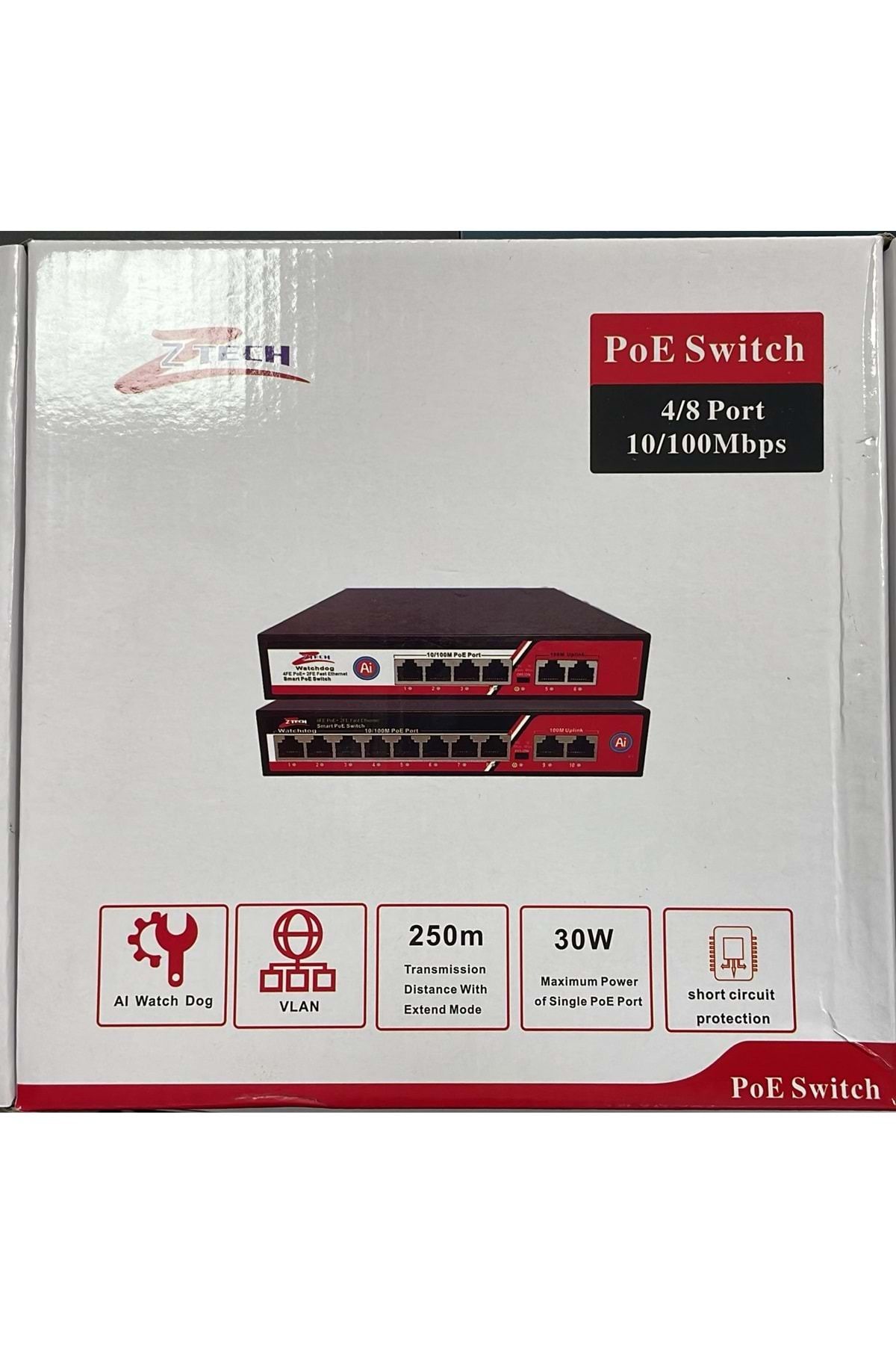 ZTECH Zr-1008 8 2 Poe Swıtch 125w Megabıt Watchdog