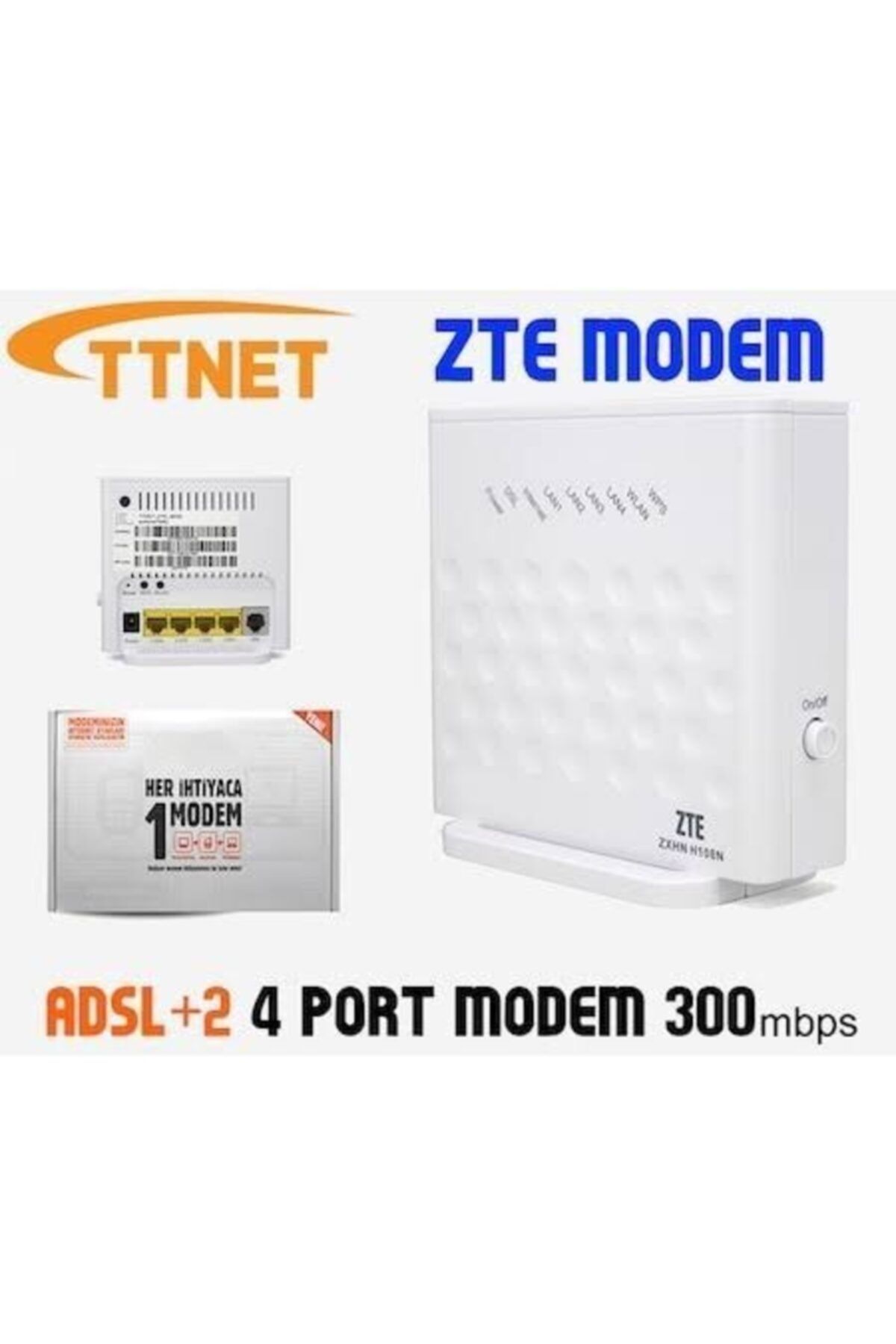 Genel Markalar Zte 300mbps 4 Port Kablosuz Adsl2+ Modem/router/wps (zxhn-h108n)